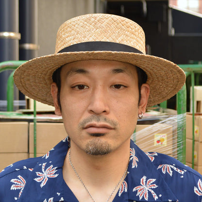 HIGHER "HO24002" YELLOW STRAW BOATER