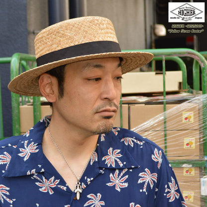 HIGHER "HO24002" YELLOW STRAW BOATER