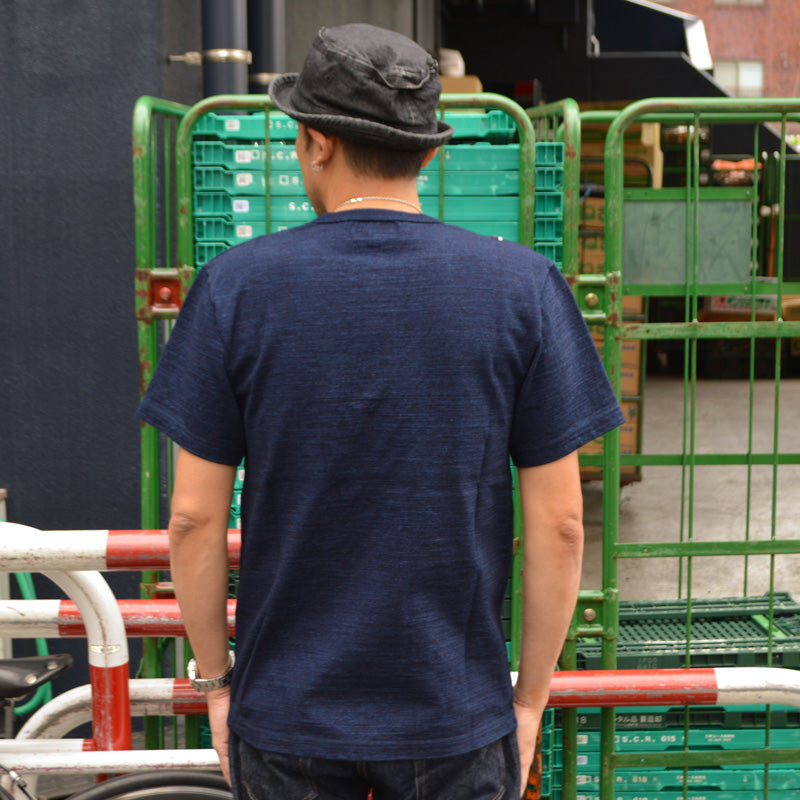 tanuki "HS281421" Indigo Henley Neck Heavy T-shirt"Heavy Shinkai"
