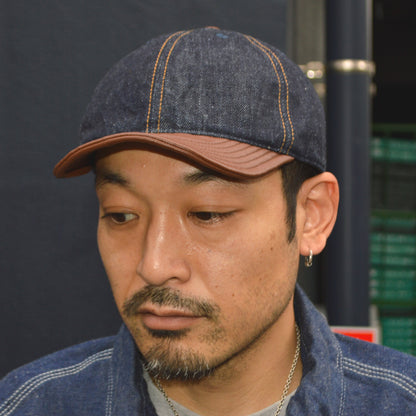 HIGHER ”HT25020” Selvedge Denim × Leather Brim Cap