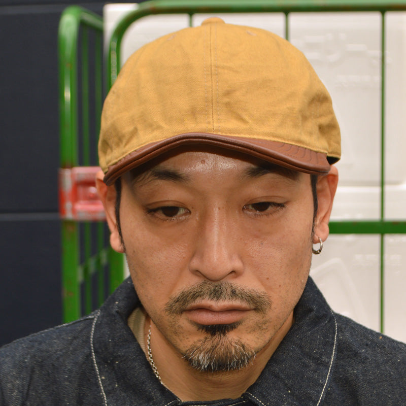 HIGHER ”HT26044” VINTAGE DUCK × LEATHER BRIM CAP