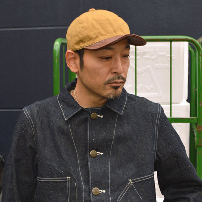 HIGHER ”HT26044” VINTAGE DUCK × LEATHER BRIM CAP