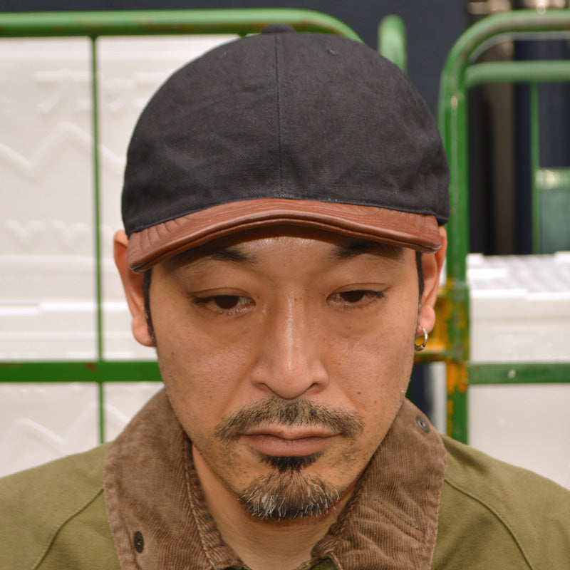 HIGHER ”HT26044” VINTAGE DUCK × LEATHER BRIM CAP