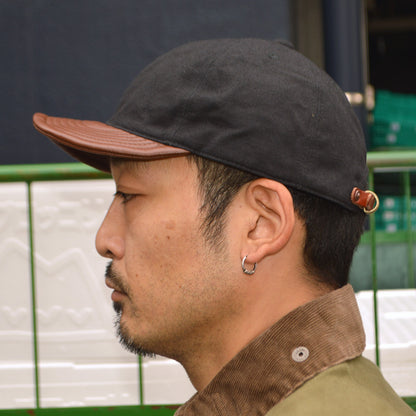 HIGHER ”HT26044” VINTAGE DUCK × LEATHER BRIM CAP