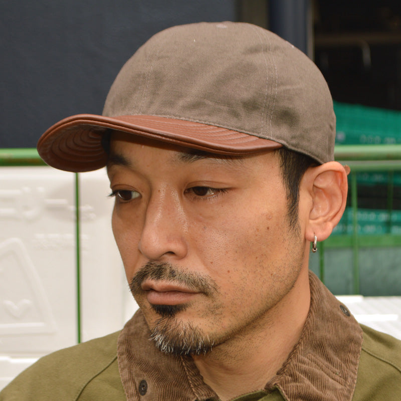 HIGHER ”HT26044” VINTAGE DUCK × LEATHER BRIM CAP