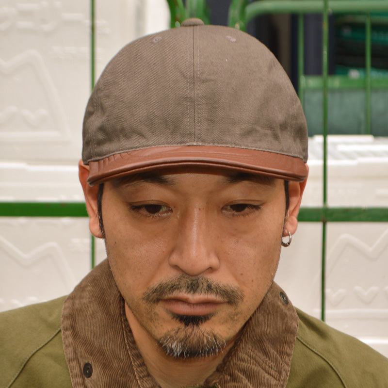 HIGHER ”HT26044” VINTAGE DUCK × LEATHER BRIM CAP