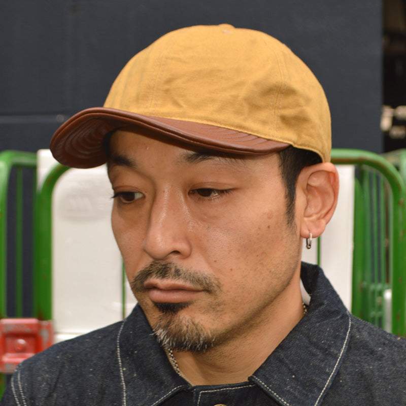 HIGHER ”HT26044” VINTAGE DUCK × LEATHER BRIM CAP