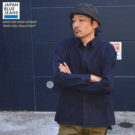 JAPAN BLUE JEANS "JBLS1041" Sashiko Indigo Jacquard Shirts