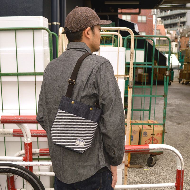 KOJIMA GENES "RNB-9076" 13oz. Denim Indigo×Hickory Shoulder Bag