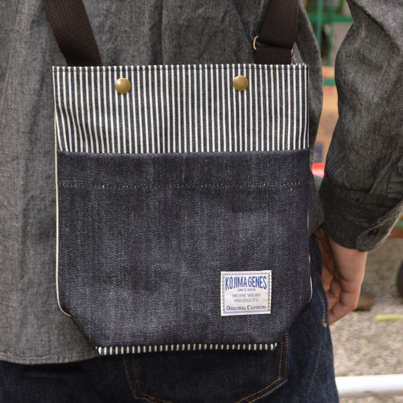 KOJIMA GENES "RNB-9076" 13oz. Denim Indigo×Hickory Shoulder Bag