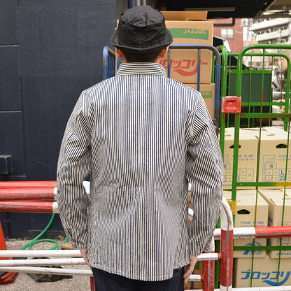 SUGAR CANE "SC15656" 11oz. HICKORY STRIPE WORK COAT