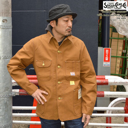 SUGAR CANE "SC15657" 13oz BROWN DUCK WORK COAT