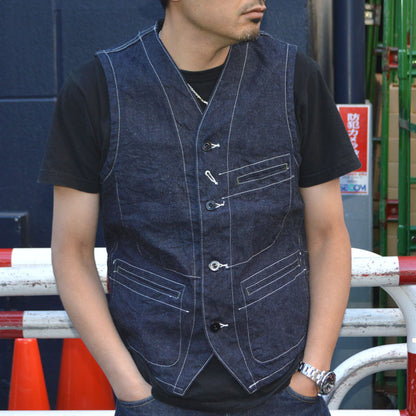 SUGAR CANE "SC15702" 11oz. BLUE DENIM WORK VEST