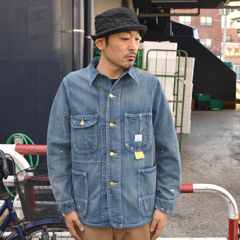 SUGAR CANE "SC15708" 11oz. Blue Denim Work Coat Aged Model