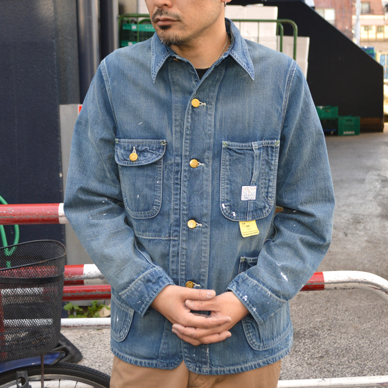 SUGAR CANE "SC15708" 11oz. Blue Denim Work Coat Aged Model