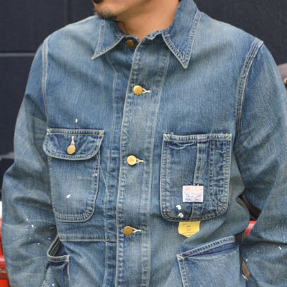 SUGAR CANE "SC15708" 11oz. Blue Denim Work Coat Aged Model