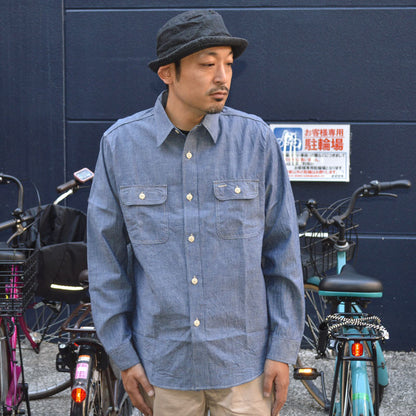 SUGAR CANE "SC27850" BLUE CHAMBRAY L/S WORK SHIRT