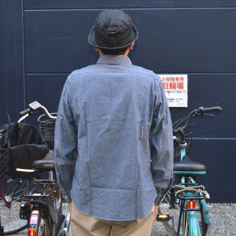 SUGAR CANE "SC27850" BLUE CHAMBRAY L/S WORK SHIRT