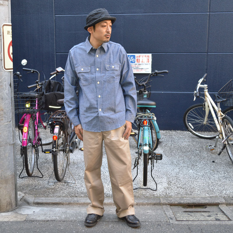 SUGAR CANE "SC27850" BLUE CHAMBRAY L/S WORK SHIRT