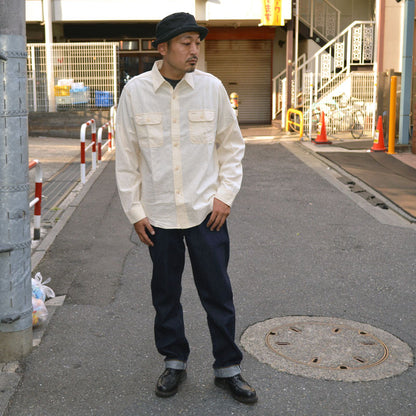 SUGAR CANE "SC27851" WHITE CHAMBRAY L/S WORK SHIRT