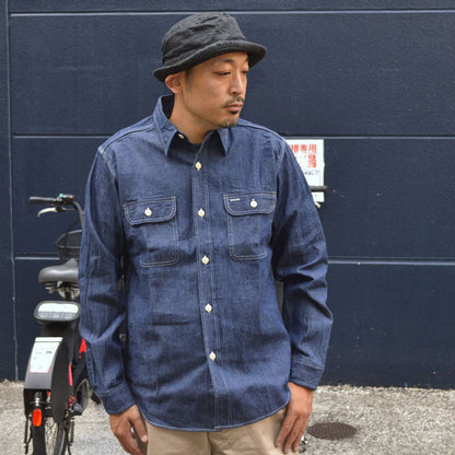 SUGAR CANE "SC27852" BLUE DENIM L/S WORK SHIRT