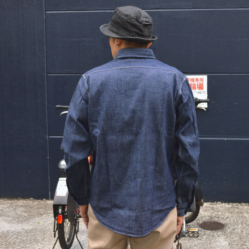 SUGAR CANE "SC27852" BLUE DENIM L/S WORK SHIRT