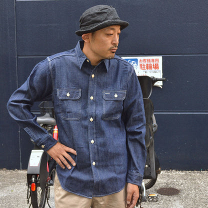 SUGAR CANE "SC27852" BLUE DENIM L/S WORK SHIRT