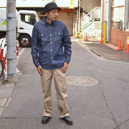 SUGAR CANE "SC27852" BLUE DENIM L/S WORK SHIRT