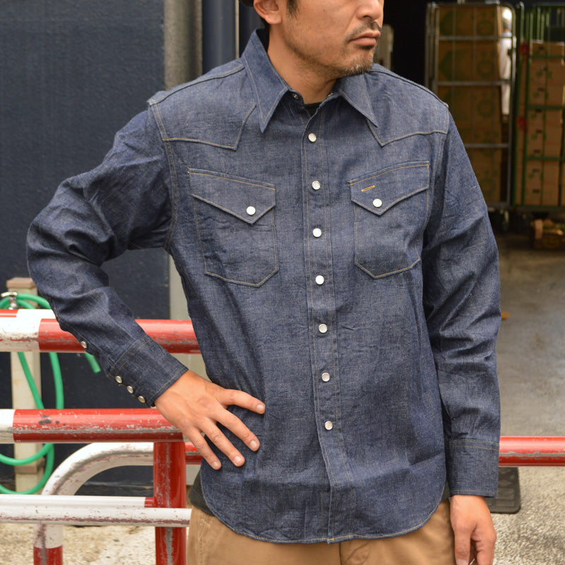 SUGAR CANE、SC28190、Blue Denim L/S Western Shirt