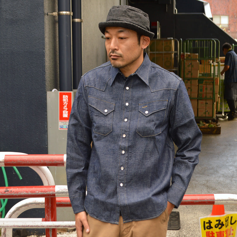 SUGAR CANE、SC28190、Blue Denim L/S Western Shirt