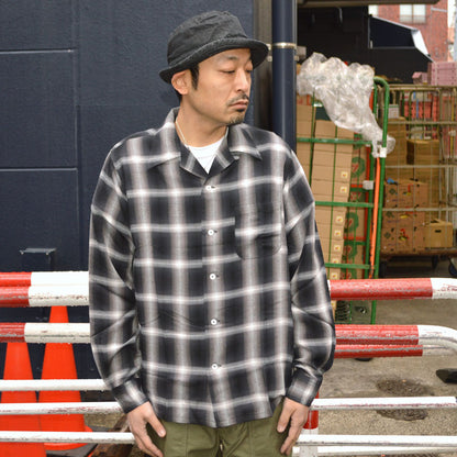 SUGAR CANE "SC29120" RAYON OMBLE CHECK L/S OPEN SHIRT