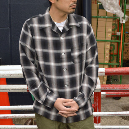 SUGAR CANE "SC29120" RAYON OMBLE CHECK L/S OPEN SHIRT