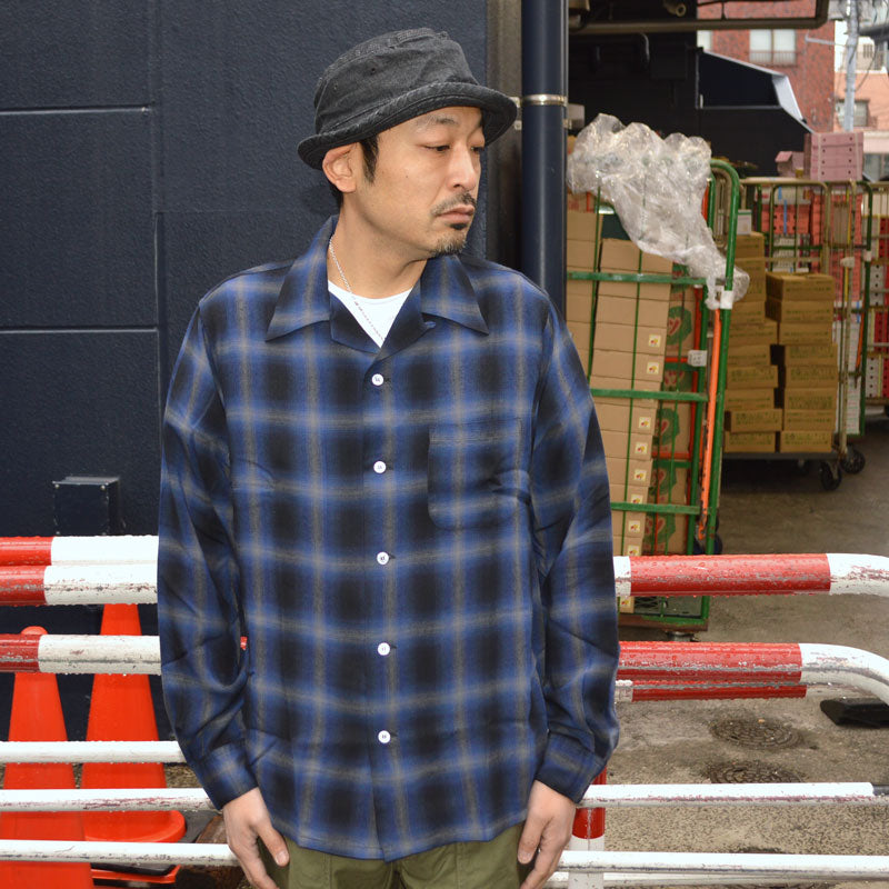 SUGAR CANE "SC29120" RAYON OMBLE CHECK L/S OPEN SHIRT