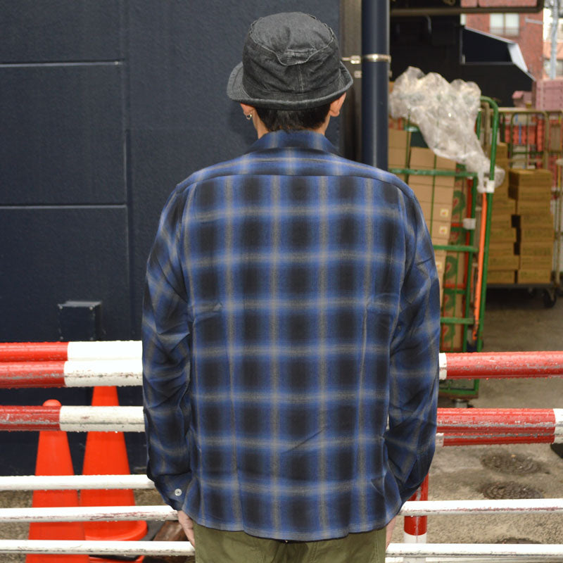 SUGAR CANE "SC29120" RAYON OMBLE CHECK L/S OPEN SHIRT