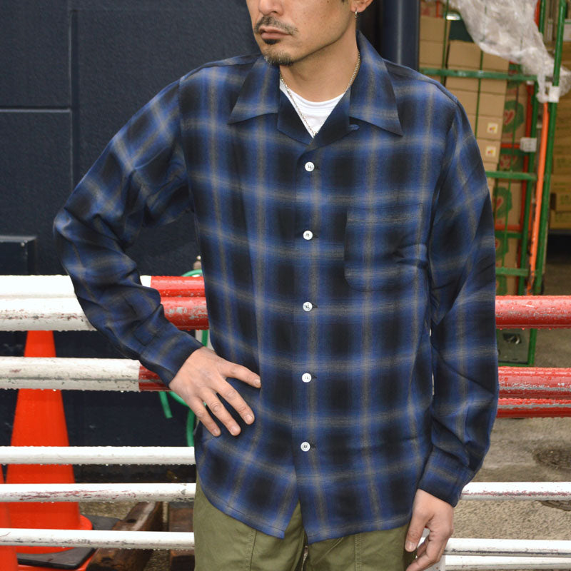 SUGAR CANE "SC29120" RAYON OMBLE CHECK L/S OPEN SHIRT