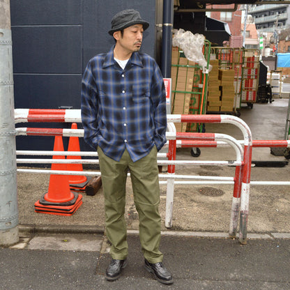 SUGAR CANE "SC29120" RAYON OMBLE CHECK L/S OPEN SHIRT