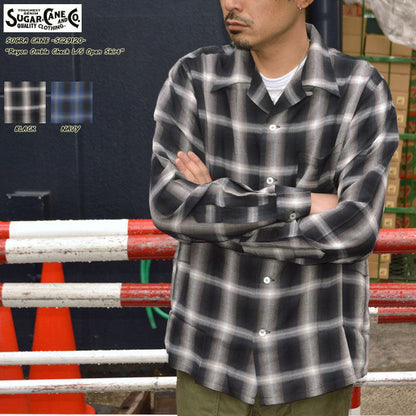 SUGAR CANE "SC29120" RAYON OMBLE CHECK L/S OPEN SHIRT