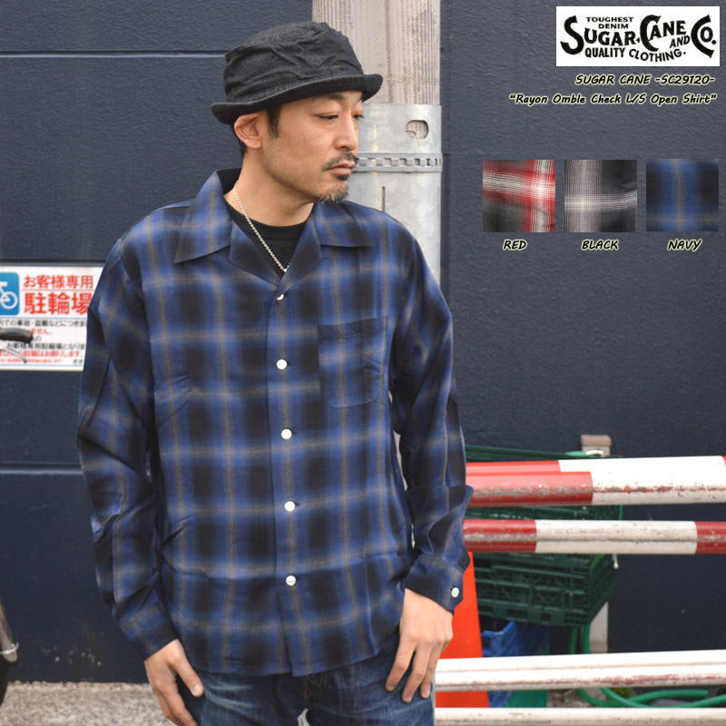 SUGAR CANE "SC29120" Rayon Omble Check L/S Open Shirt