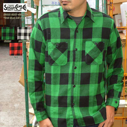 SUGAR CANE "SC29147" TWILL CHECK L/S WORK SHIRT