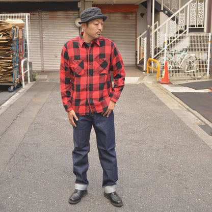 SUGAR CANE "SC29357" TWILL CHECK L/S WORK SHIRT