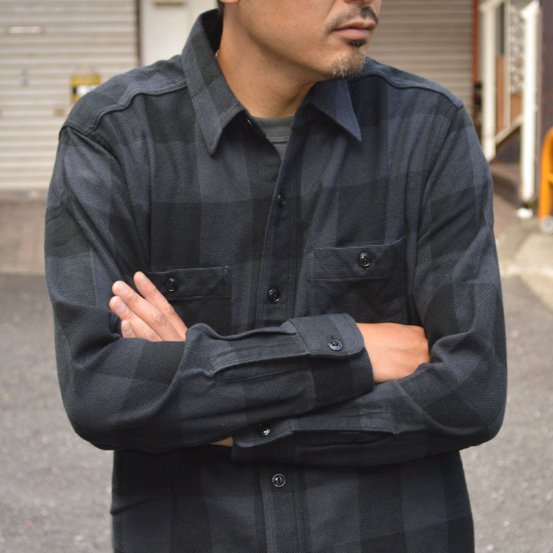 SUGAR CANE "SC29357" TWILL CHECK L/S WORK SHIRT