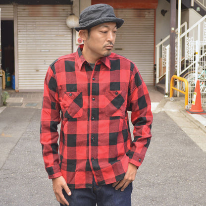 SUGAR CANE "SC29357" TWILL CHECK L/S WORK SHIRT