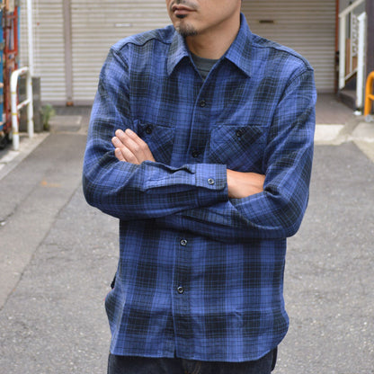 SUGAR CANE "SC29358" TWILL CHECK L/S WORK SHIRT