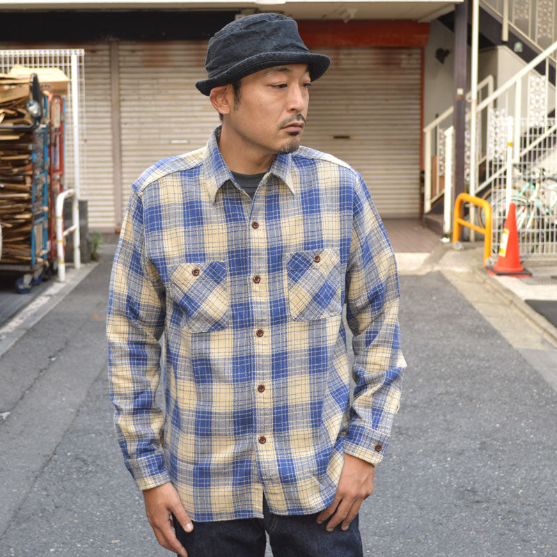 SUGAR CANE "SC29358" TWILL CHECK L/S WORK SHIRT