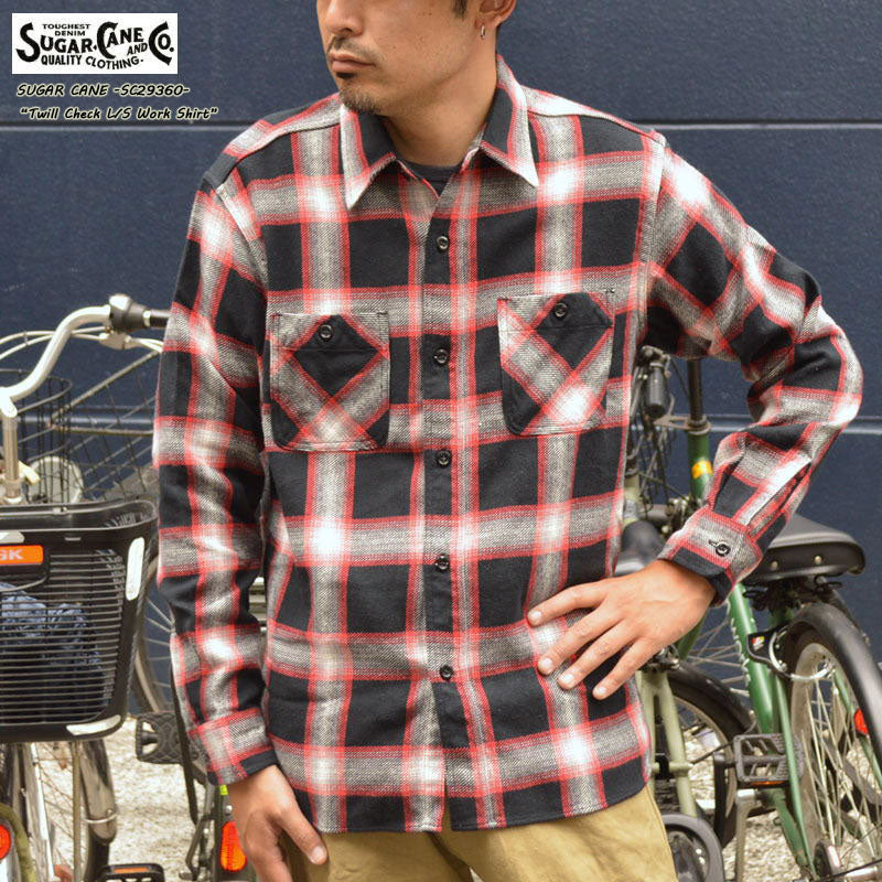 SUGAR CANE "SC29360" TWILL CHECK L/S WORK SHIRT