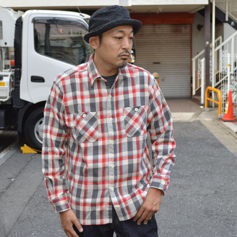 SUGAR CANE "SC29361" TWILL CHECK L/S WORK SHIRT