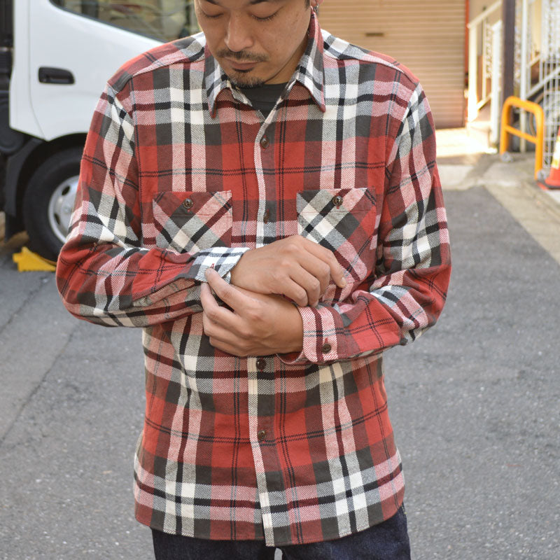 SUGAR CANE "SC29364" TWILL CHECK L/S WORK SHIRT