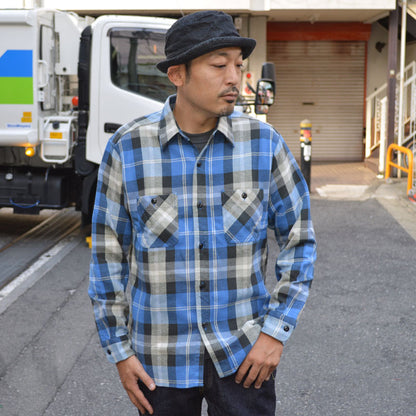 SUGAR CANE "SC29364" TWILL CHECK L/S WORK SHIRT