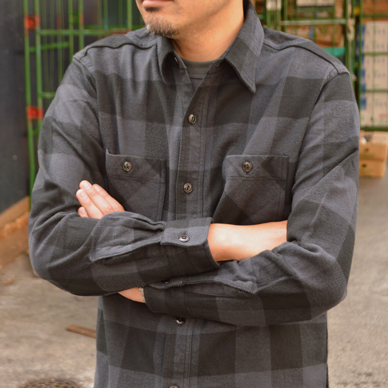 SUGAR CANE "SC29557" TWILL CHECK L/S WORK SHIRT