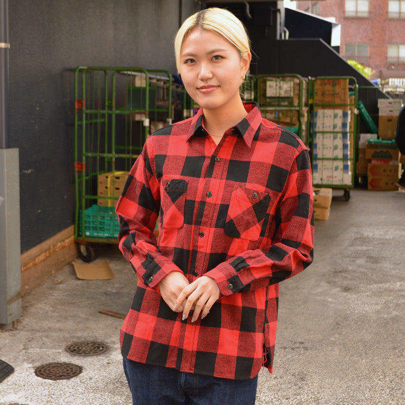 SUGAR CANE "SC29557" TWILL CHECK L/S WORK SHIRT